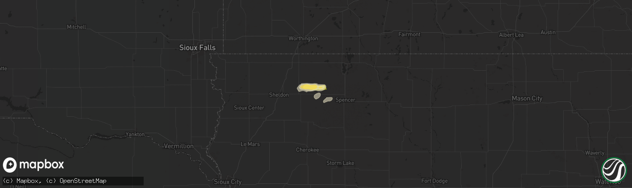Hail map in Hartley, IA on June 21, 2024