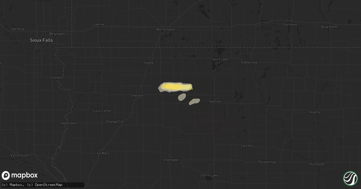 Hail map in Hartley, IA on June 21, 2024
