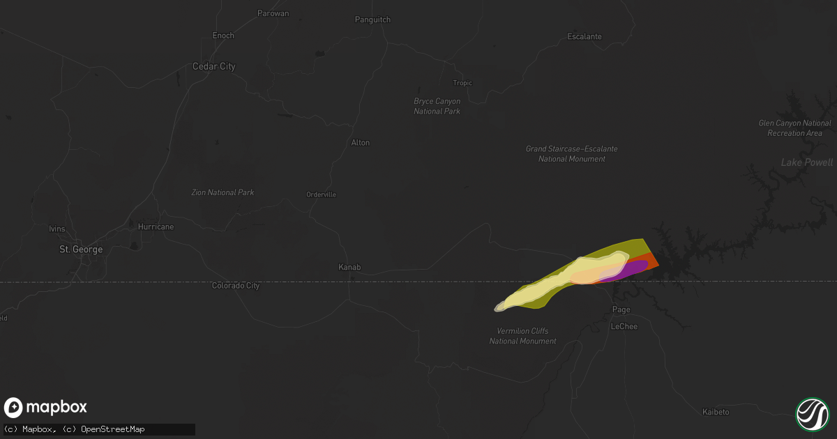 Hail Map in Kanab, UT on June 21, 2024 - HailTrace