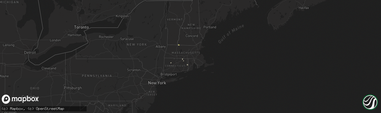 Hail map in Massachusetts on June 21, 2024