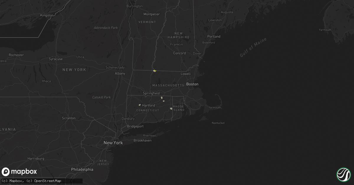 Hail map in Massachusetts on June 21, 2024