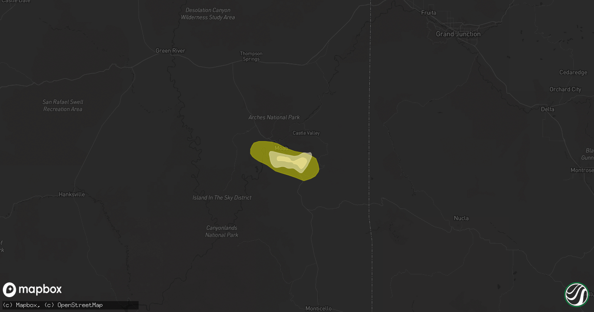 Hail map in Moab, UT on June 21, 2024