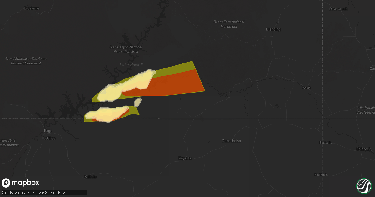 Hail map in Monument Valley, UT on June 21, 2024