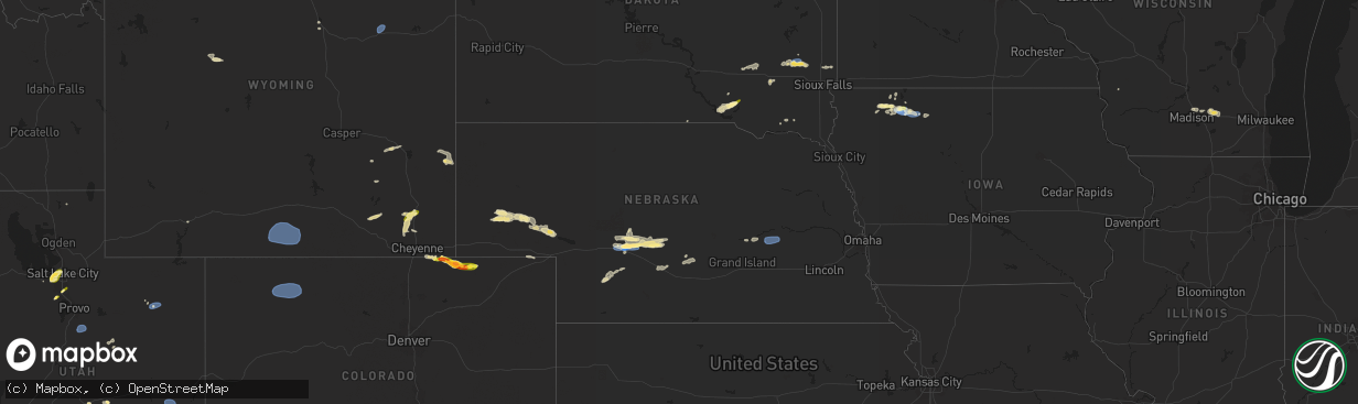 Hail map in Nebraska on June 21, 2024