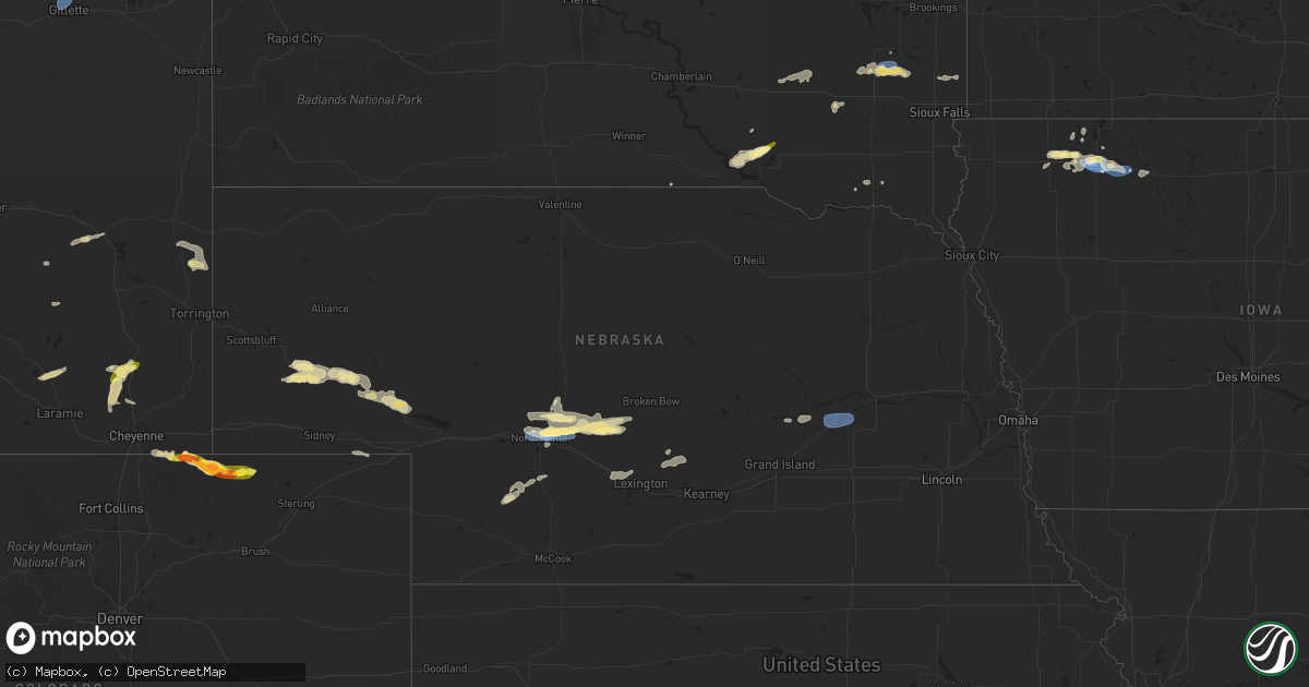 Hail map in Nebraska on June 21, 2024