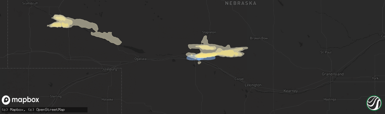 Hail map in North Platte, NE on June 21, 2024