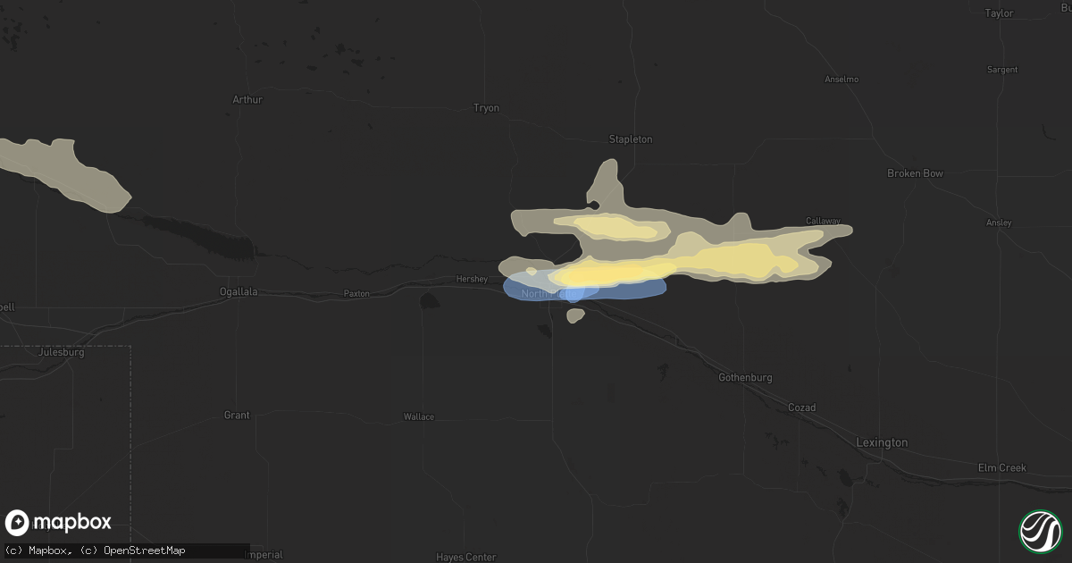 Hail map in North Platte, NE on June 21, 2024