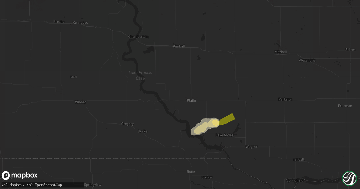 Hail map in Platte, SD on June 21, 2024