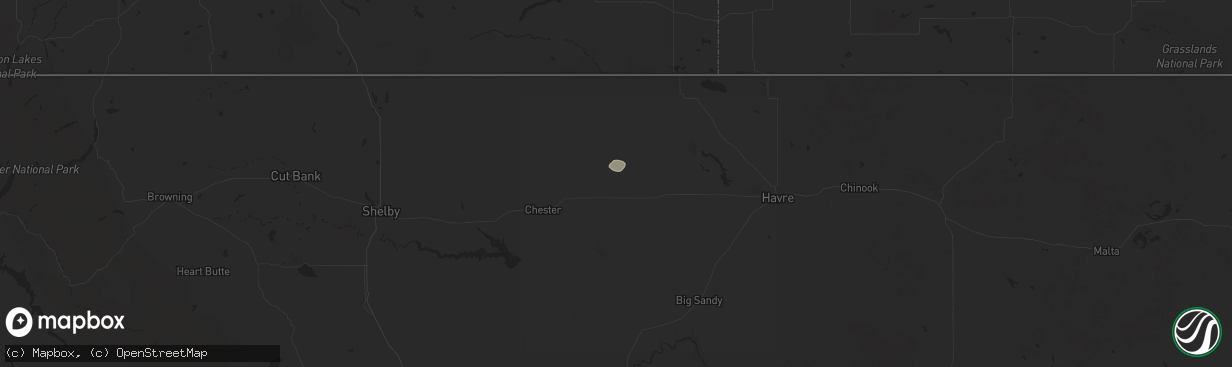 Hail map in Rudyard, MT on June 21, 2024