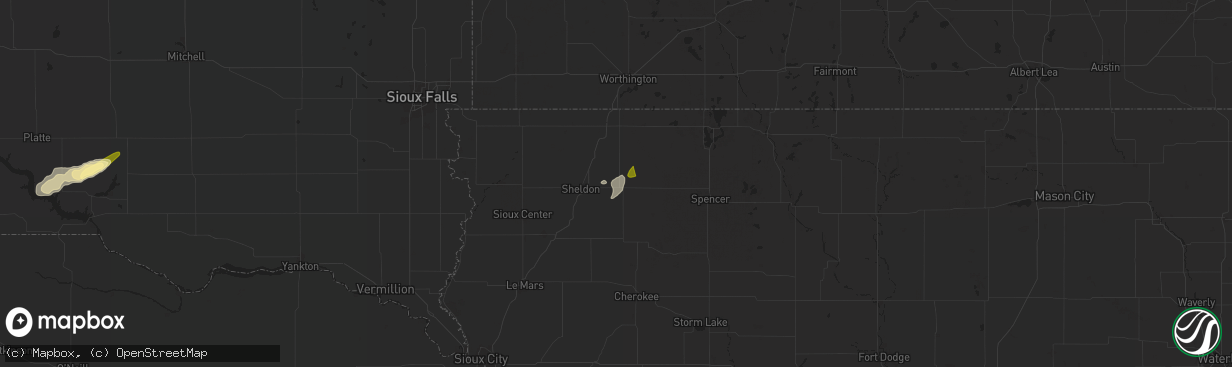 Hail map in Sanborn, IA on June 21, 2024