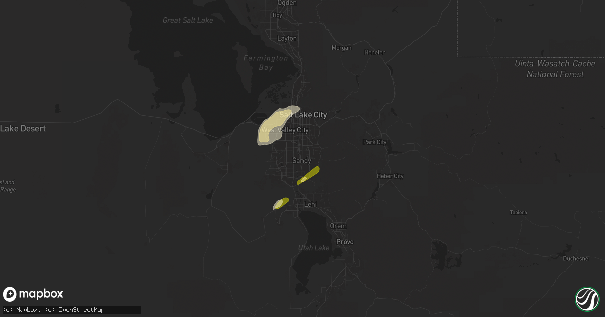 Hail map in Sandy, UT on June 21, 2024