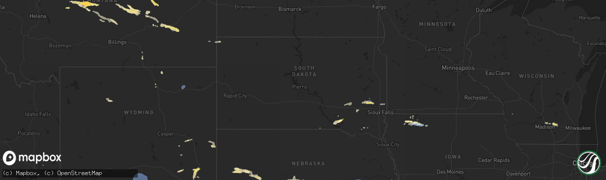 Hail map in South Dakota on June 21, 2024