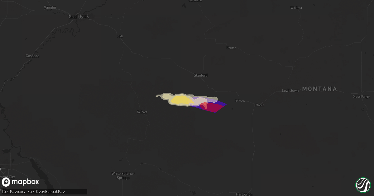 Hail map in Stanford, MT on June 21, 2024