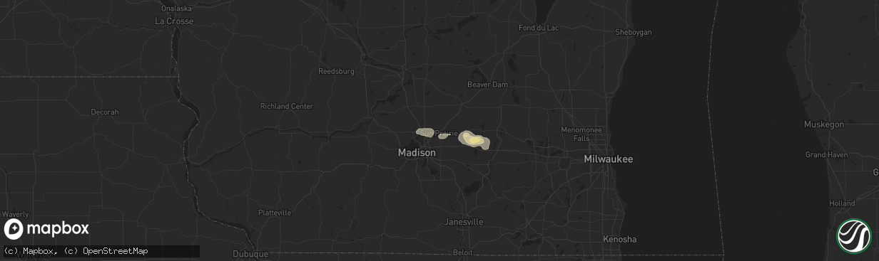 Hail map in Sun Prairie, WI on June 21, 2024