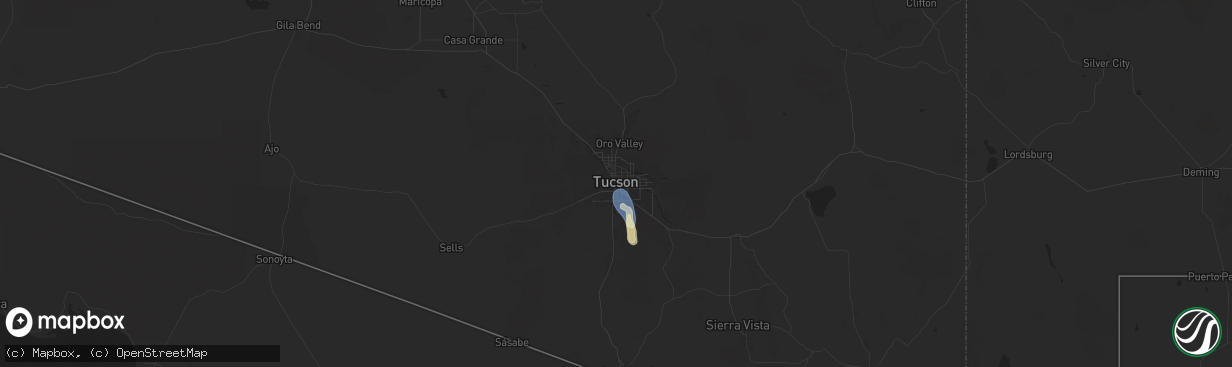 Hail map in Tucson, AZ on June 21, 2024