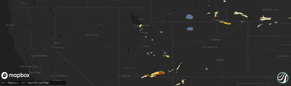 Hail map in Utah on June 21, 2024
