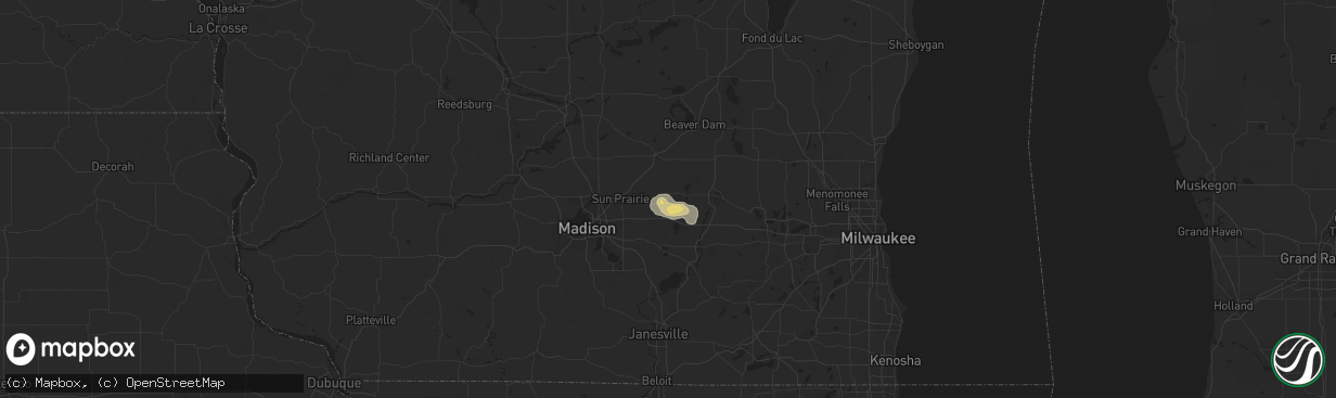 Hail map in Waterloo, WI on June 21, 2024