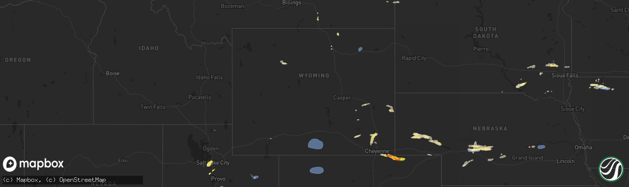 Hail map in Wyoming on June 21, 2024