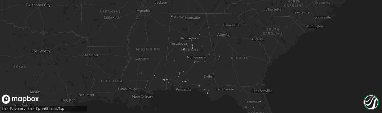 Hail map in Alabama on June 21, 2025