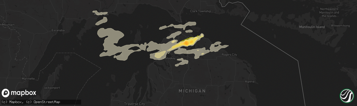 Hail map in Alanson, MI on June 21, 2025