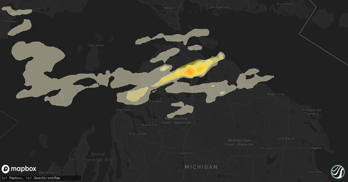 Hail map in Alanson, MI on June 21, 2025