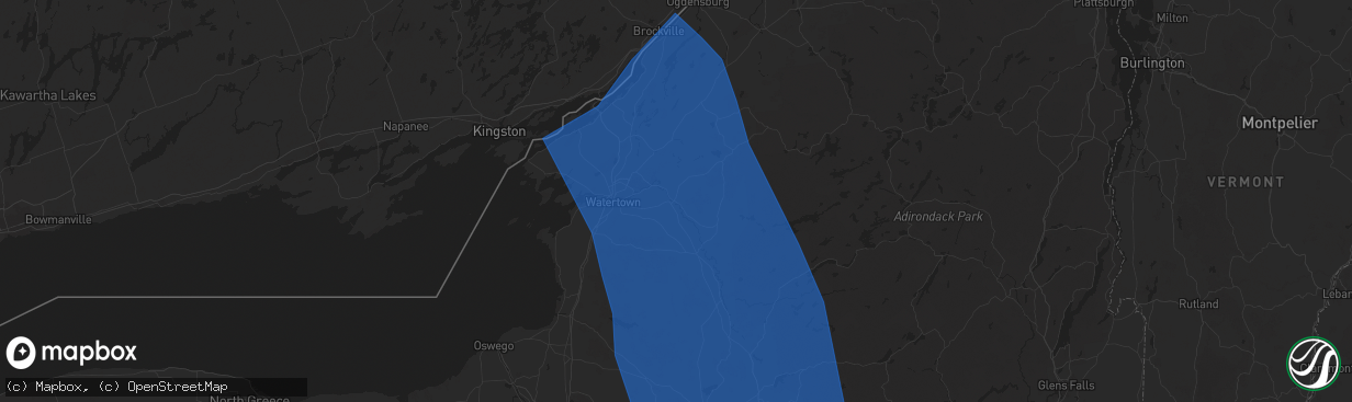 Hail map in Carthage, NY on June 21, 2025