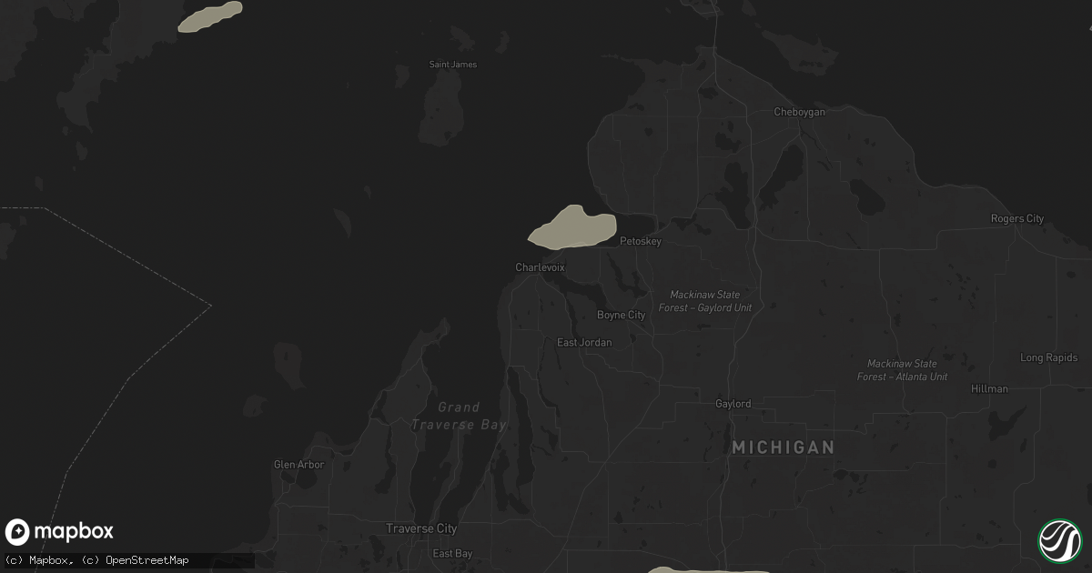 Hail map in Charlevoix, MI on June 21, 2025