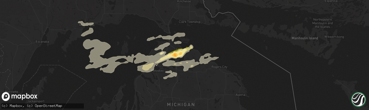 Hail map in Cheboygan, MI on June 21, 2025