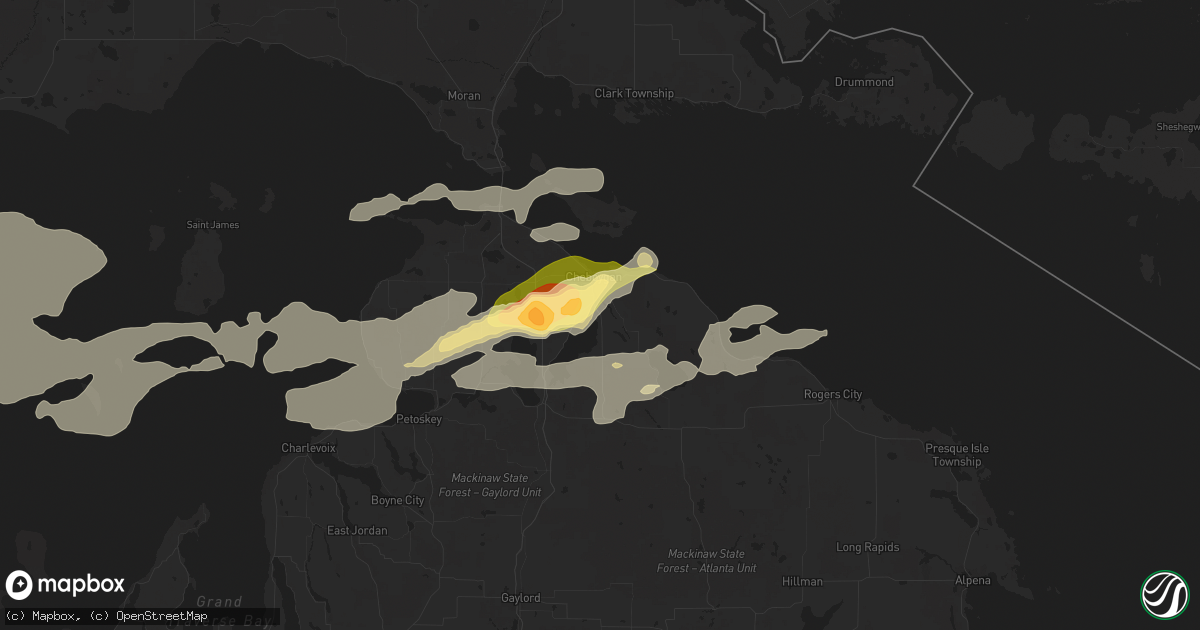 Hail map in Cheboygan, MI on June 21, 2025