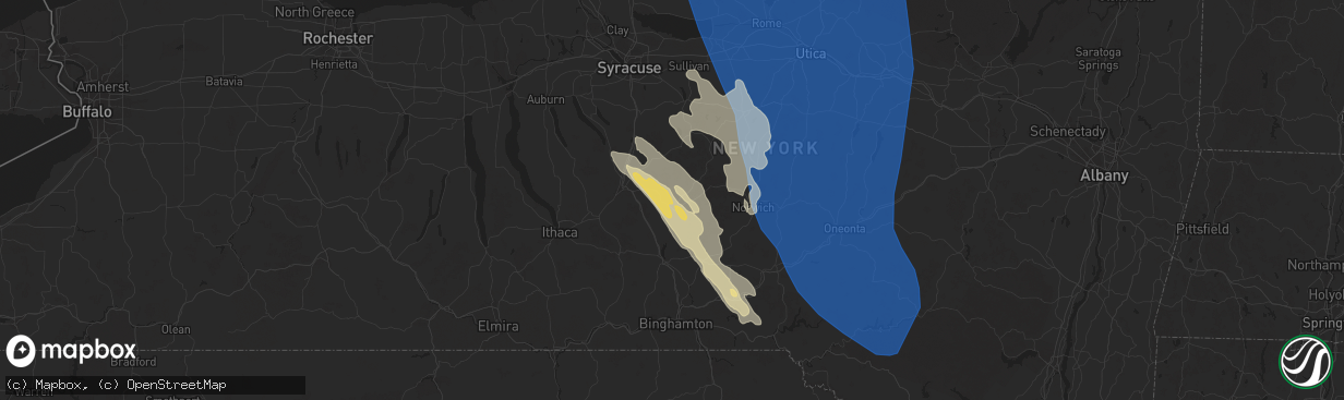 Hail map in Cincinnatus, NY on June 21, 2025