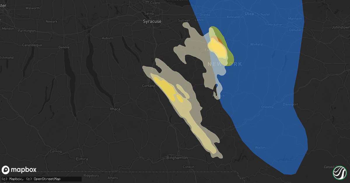 Hail map in Cincinnatus, NY on June 21, 2025
