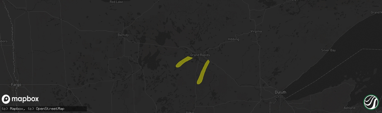 Hail map in Cohasset, MN on June 21, 2025