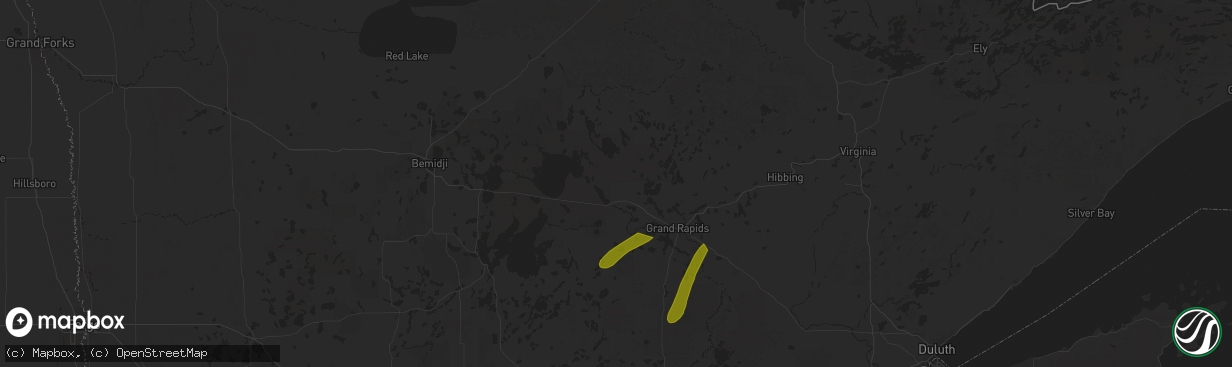 Hail map in Deer River, MN on June 21, 2025