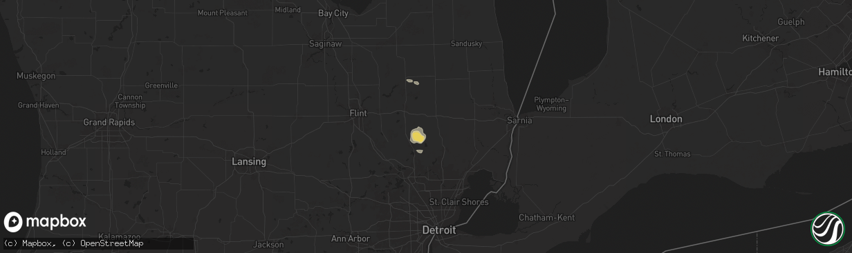Hail map in Dryden, MI on June 21, 2025