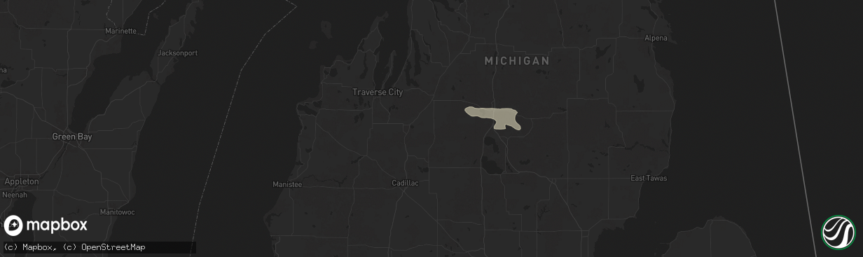 Hail map in Fife Lake, MI on June 21, 2025