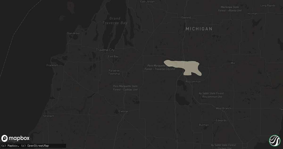 Hail map in Fife Lake, MI on June 21, 2025