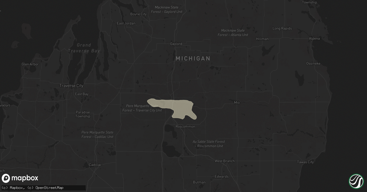 Hail map in Grayling, MI on June 21, 2025
