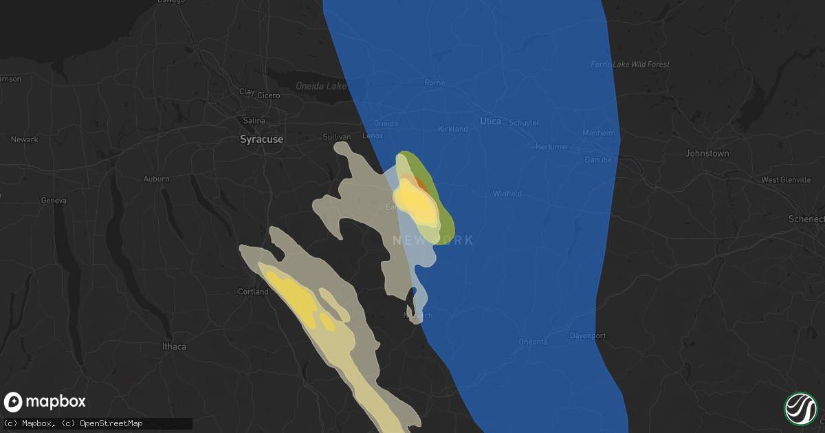 Hail map in Hamilton, NY on June 21, 2025