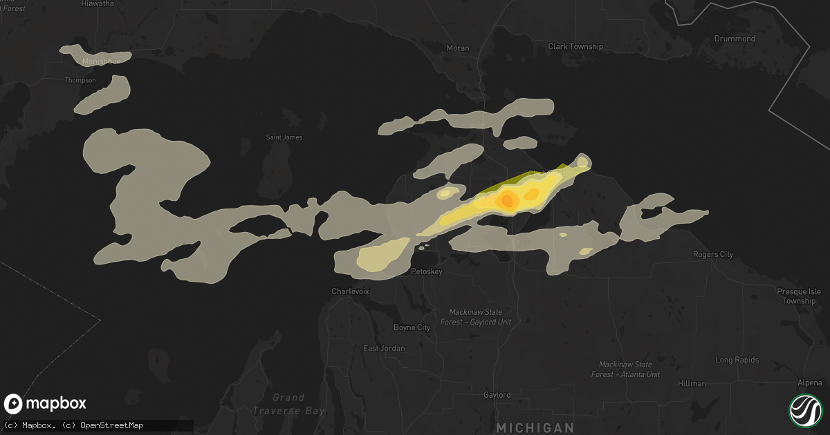 Hail map in Harbor Springs, MI on June 21, 2025