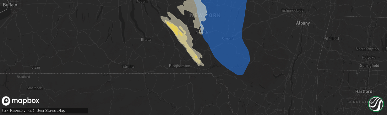 Hail map in Harpursville, NY on June 21, 2025