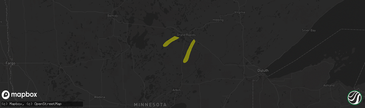 Hail map in Hill City, MN on June 21, 2025