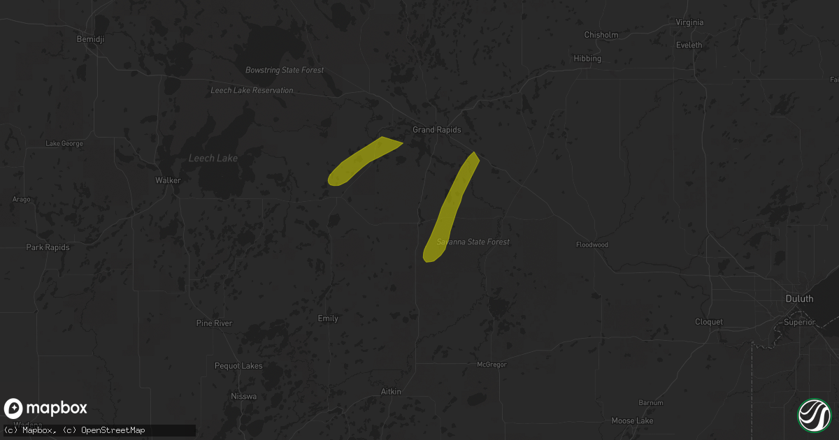 Hail map in Hill City, MN on June 21, 2025