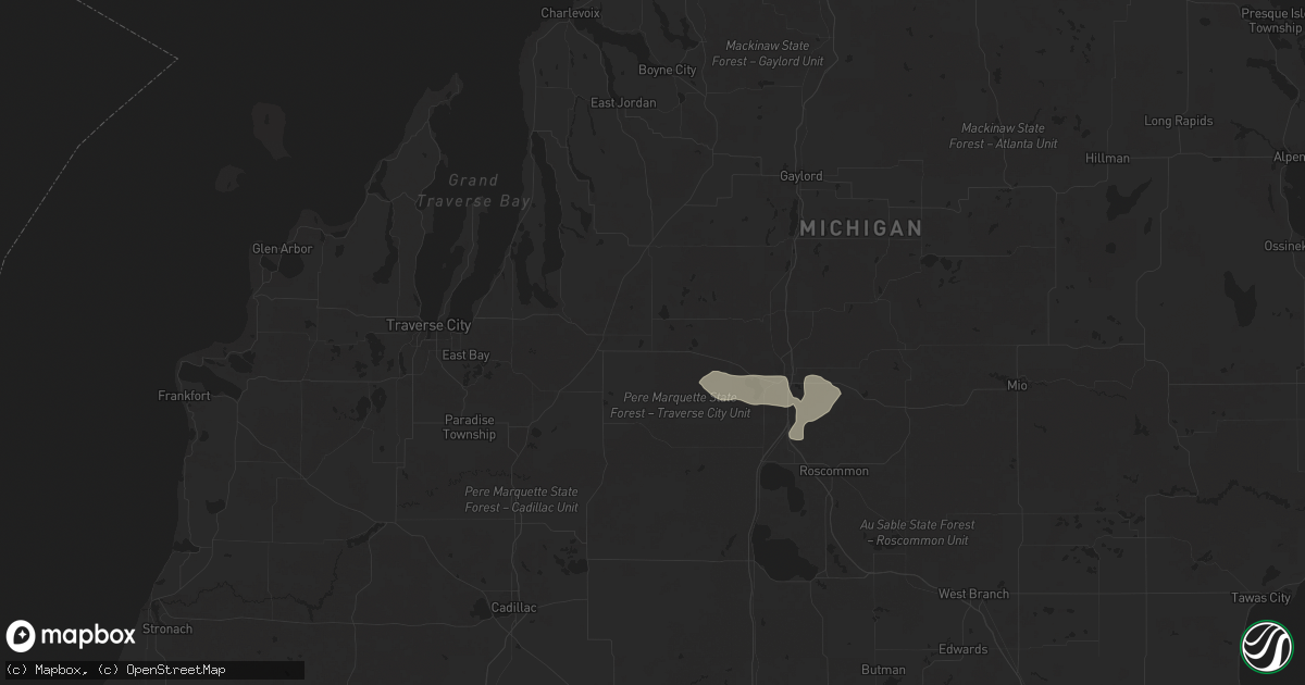 Hail map in Kalkaska, MI on June 21, 2025
