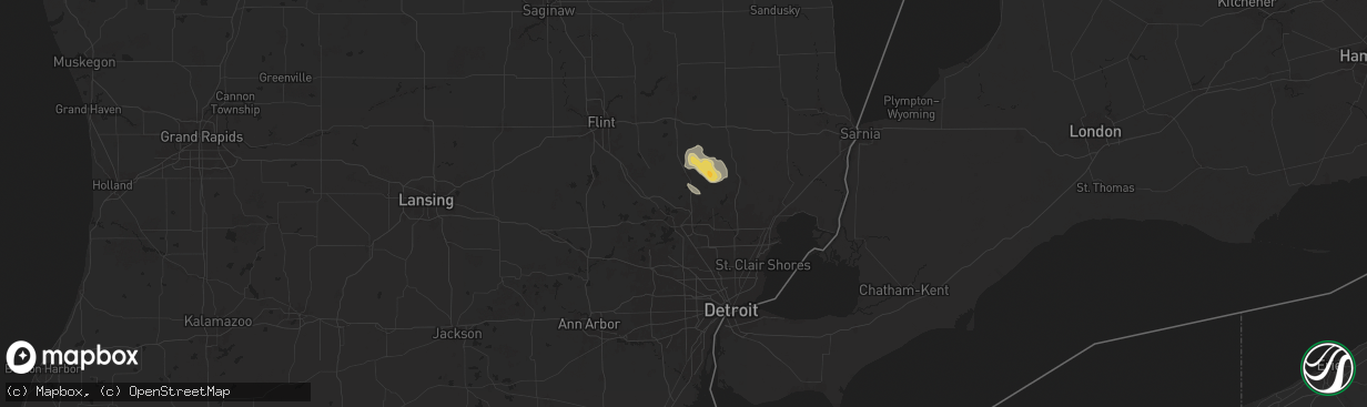 Hail map in Lake Orion, MI on June 21, 2025