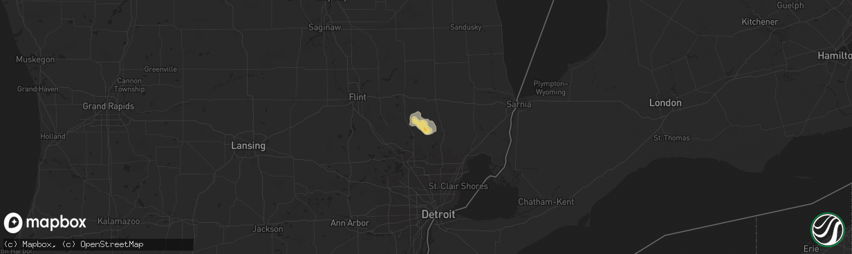 Hail map in Leonard, MI on June 21, 2025