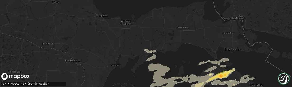 Hail map in Manistique, MI on June 21, 2025
