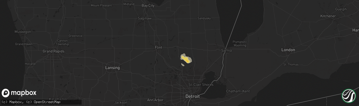 Hail map in Metamora, MI on June 21, 2025