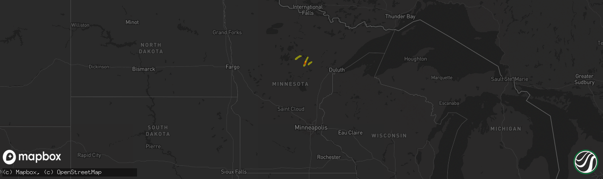 Hail map in Minnesota on June 21, 2025