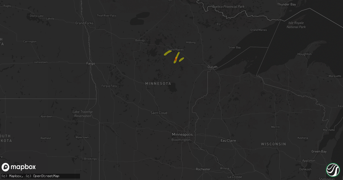 Hail map in Minnesota on June 21, 2025