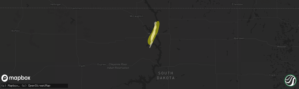 Hail map in Mobridge, SD on June 21, 2025